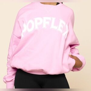 POPFLEX Sweatshirt Pastel Pink Crew Neck Preppy Long Sleeve Like New size XXS XS